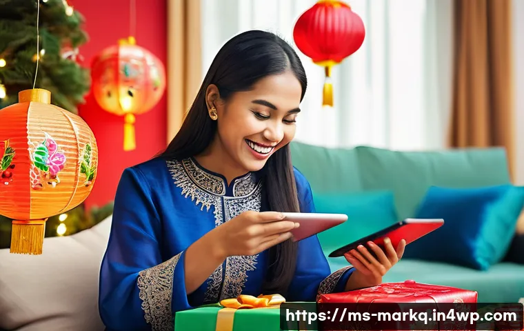 시즌별 캠페인 계획의 중요성 - **Festive Online Shopping Frenzy:** A vibrant and joyful scene featuring a diverse group of Malaysia...
