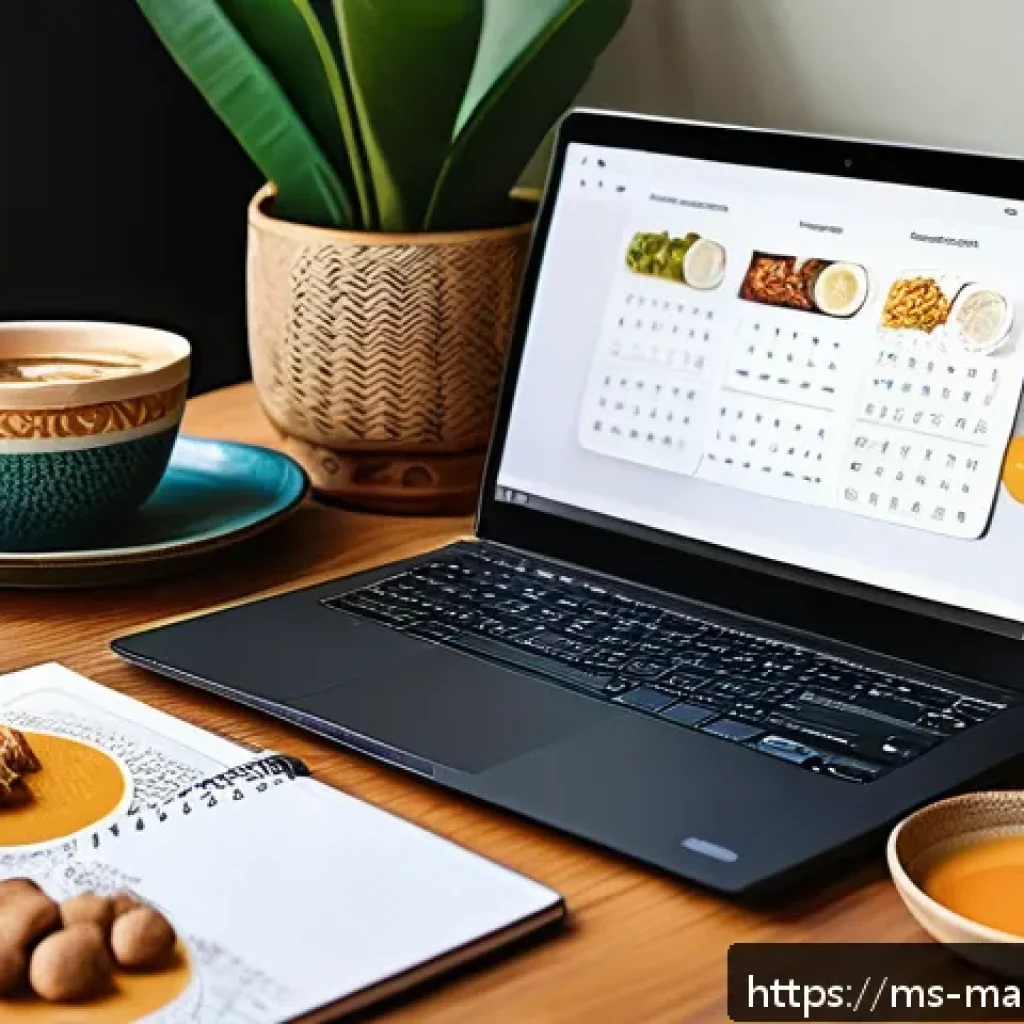 검색 엔진 최적화 SEO 의 기초 - A modern Malaysian food blogger’s workspace featuring a sleek laptop displaying a Google Keyword Pla...